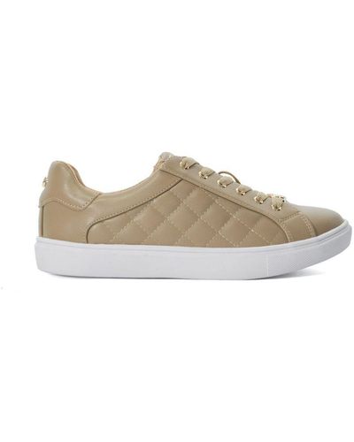 Dune Ladies Ellenora - Quilted Logo Lace-up Trainers - Grey