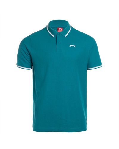 Slazenger Tipped Polo Shirt Cotton - Blue