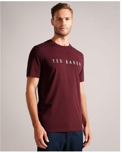 Ted Baker Broni Short-Sleeved Branded T, Cotton - Red