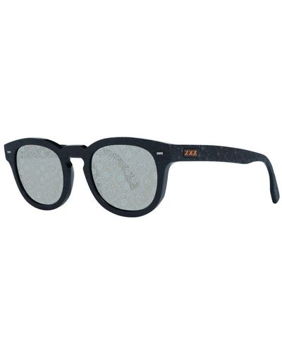 Zegna Round Mirrored Sunglasses - Black