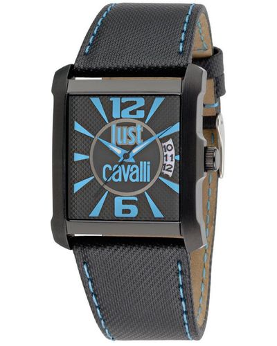 Just Cavalli Rude Watch Calfskin Strap Dial Leather - Grey