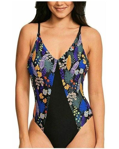 Figleaves Santiago Soft Plunge Tummy Controller Swimsuit - Black