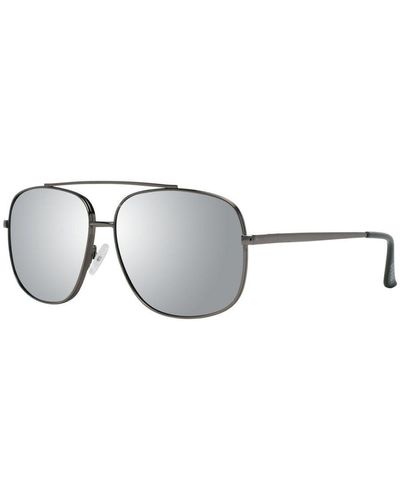 Guess Gunmetal Mirrored Trapezium Sunglasses - Grey