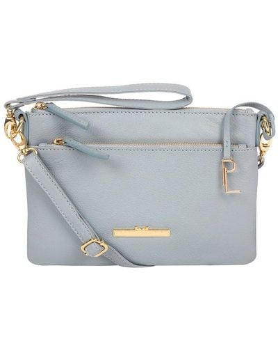 Pure Luxuries 'Lytham' Cashmere Leather Cross Body Clutch Bag - Grey