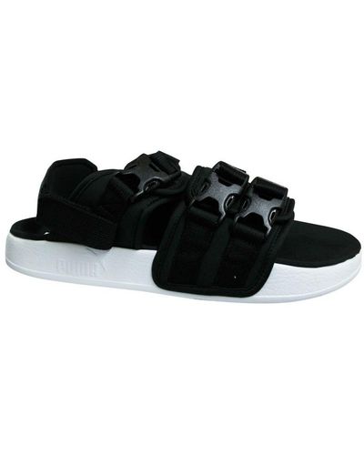 PUMA Leadcat Ylm 19 Triple Strap Slip On Sandals 369407 01 Textile - Black