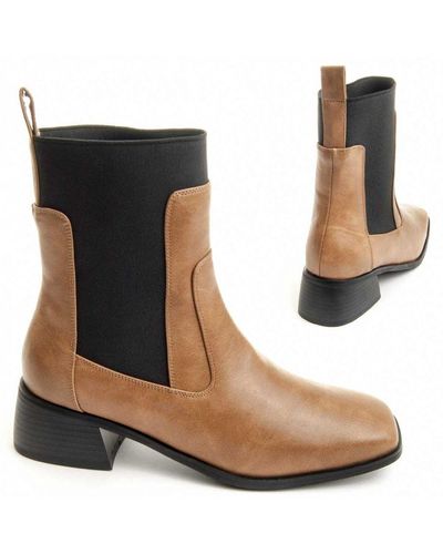 Montevita Heel Ankle Boot Elaclass In Taupe - Zwart