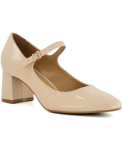 Dune Ladies Alenna - Patent Block-heel Mary Jane Courts - Natural
