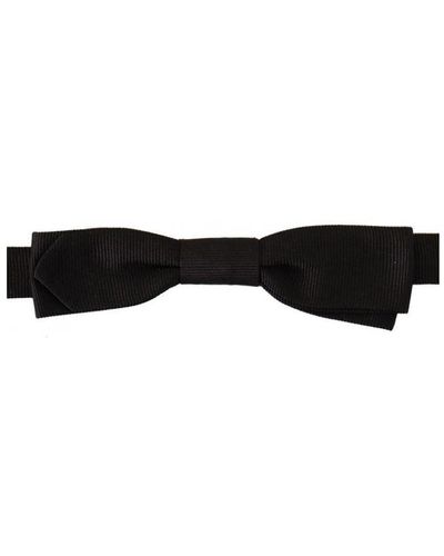 Dolce & Gabbana 100% Silk Adjustable Neck Papillon Tie - Black