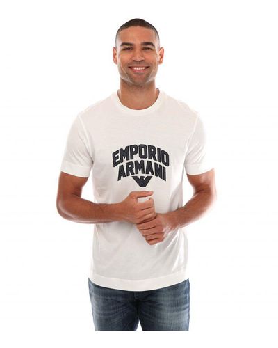 Armani T-shirt Met Geborduurd Logo Voor , Wit