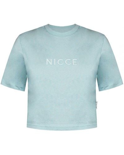 Nicce London E Aqua Blue Cropped T-shirt Cotton