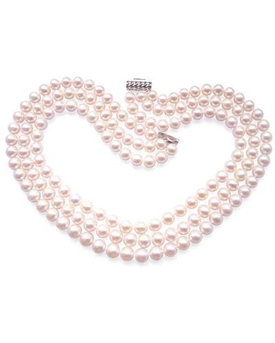 Blue Pearls Pearls Freshwater Pearl 3 Strands Jackie Kennedy Necklace And Clasp - Pink