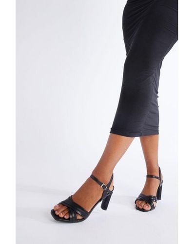 Quiz Cross Strap Heeled Sandals - Black