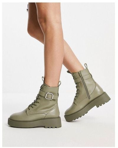 ASOS Alix Chunky Lace Up Ankle Boots - Green