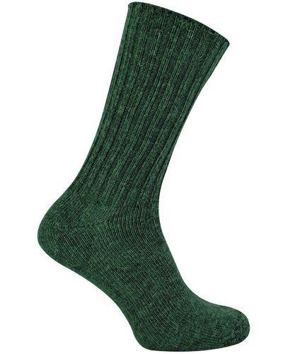 The Highland Sock Co Luxe Mohair Angora Wol Geribbelde Sokken | Uniseks - Groen