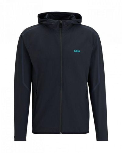 BOSS Sicon Active 1 Zip-up Hoodie With Decorative Reflective Details - Blue