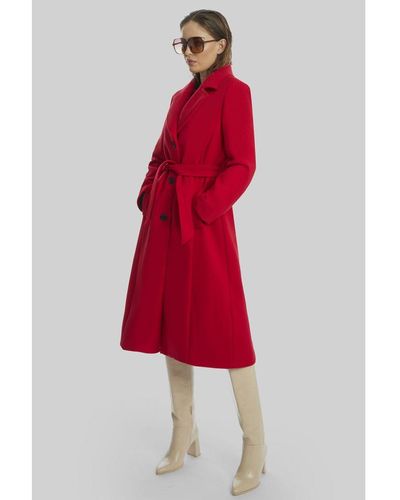 James Lakeland Three Buttons Belted Coat Red