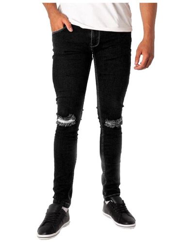 Soulstar Skinny Jeans Ripped Stretch - Black