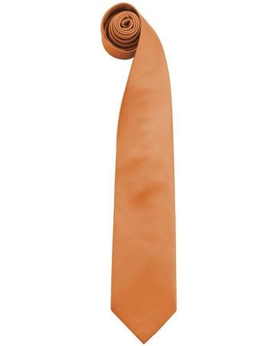 PREMIER Mode "kleuren" Work Clip On Tie (pakket Van 2) (oranje) - Wit