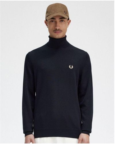 Fred Perry Roll Neck Jumper - Blue
