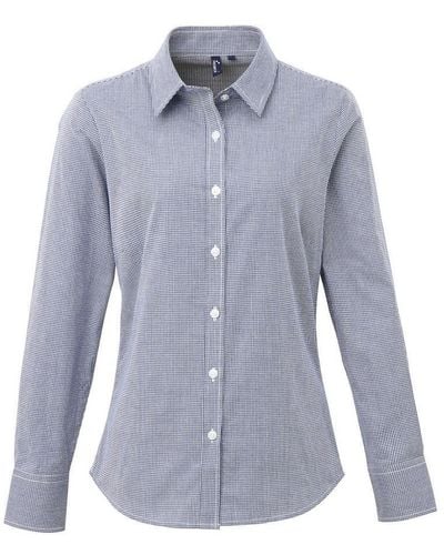 PREMIER Gingham Shirt Met Lange Mouwen (marine / Wit) - Blauw