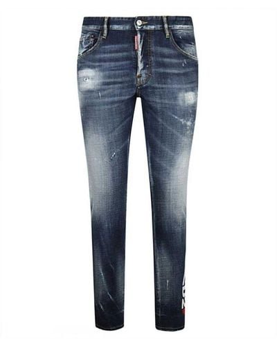 DSquared² Skater Jeans Met Grote Print - Blauw