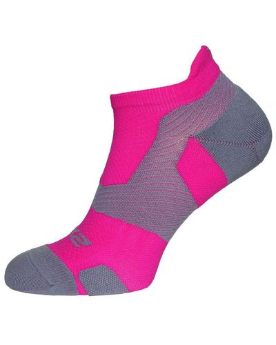 2XU Light Cushion Magneta/light Grey No Show Socks - Pink