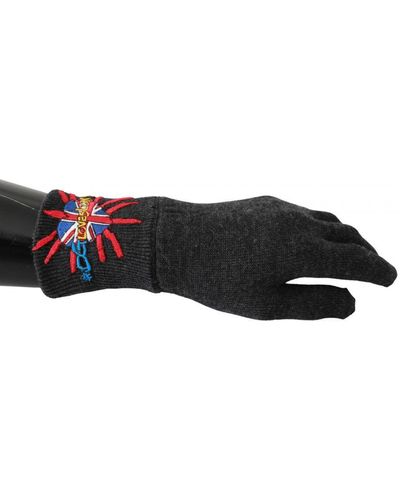Dolce & Gabbana Embroidered Wool Gloves - Black