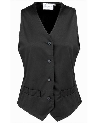 PREMIER Ladies Hospitality Waistcoat / Catering / Barwear (Pack Of 2) () - Black