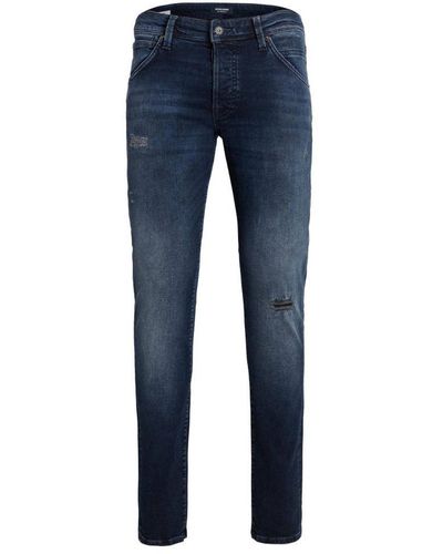 Jack & Jones Jeans Intelligence Slim Fit Jeans Jjiglenn Blue Denim - Blauw