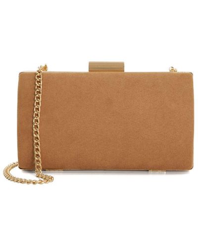 Dune Belleview Etched-Clasp Box Clutch - Brown