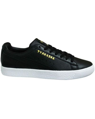 PUMA Clyde Tyakasha Leather Low Lace Up Casual Trainers 368070 01 - Black