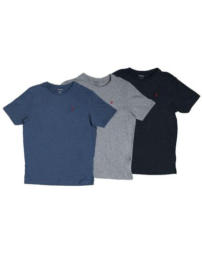 Farah Men's Salo 3 Pack T-shirts In Navy Grey - Blauw