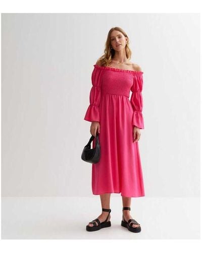 Gini London Textured Shirred Top Smock Midi Dress