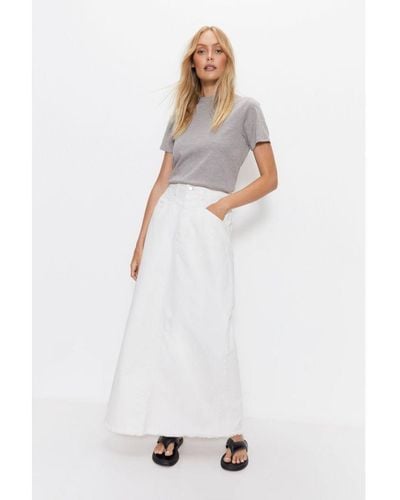 Warehouse Denim Fluted Maxi Skirt - White