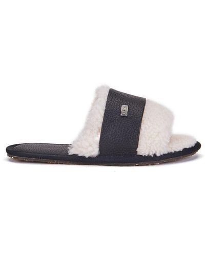 Australia Luxe Muchas Buff Leather Crow Slippers - White