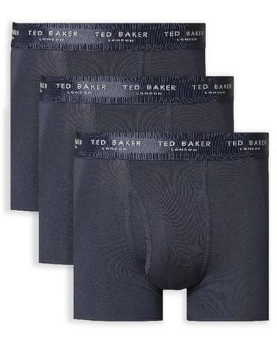 Ted Baker 3 Pack Cotton Trunk Underwear - Blue