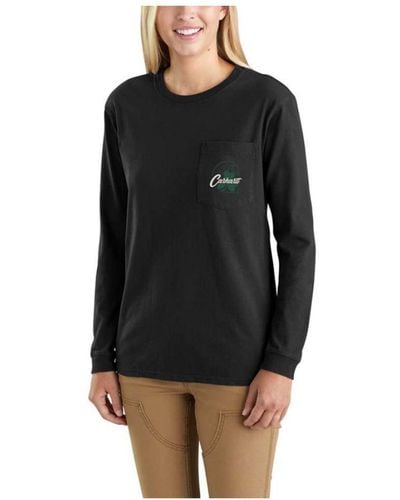 Carhartt Shamrock Graphic Long Sleeve T Shirt - Black