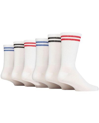 Wildfeet 6 Pack Crew Socks With Stripe - White