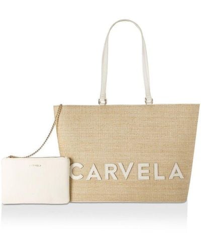 Carvela Kurt Geiger Frame Winged Shopper Bag Fabric - White