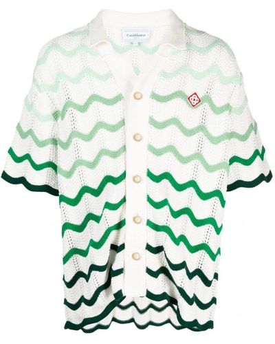 Casablancabrand Gradient Wave Crochet Texture Shirt - Green
