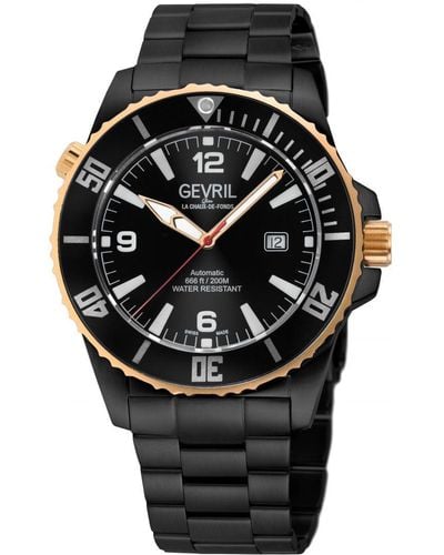 Gevril Canal Street 46604B Swiss Automatic Sellita Sw200 Watch - Black