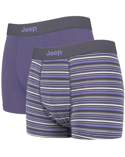 Jeep 2 Pairs Soft Natural Bamboo Fibres Comfy Fitted Trunks - Blue