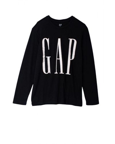 Gap Long Sleeve T-shirt Logo Front Cotton - Black