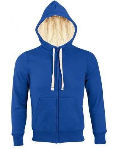 Sol's Sherpa Zip-Up Hooded Sweatshirt / Hoodie (Royal) - Blue