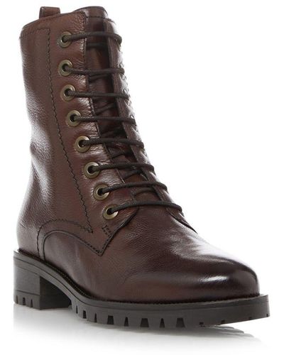 Dune Wf Prestone Wide Fit Lace-up Boots Leather - Brown