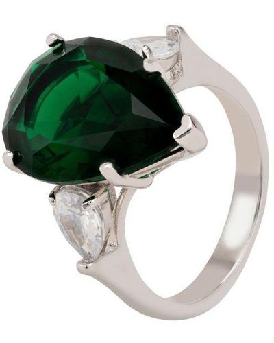 LÁTELITA London Rania Teardrop Gemstone Ring Silver Emerald Sterling Silver - Green