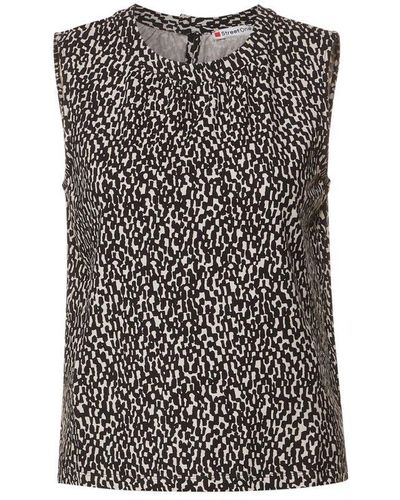 Street One Top Met All Over Print Zwart/ecru - Grijs