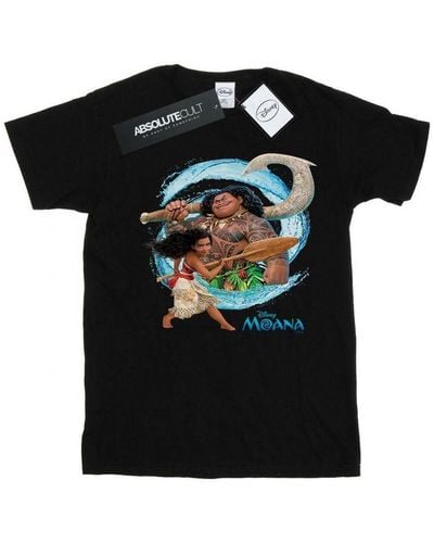 Disney Moana And Maui Wave T-Shirt () Cotton - Black
