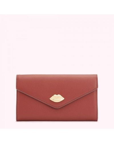 Lulu Guinness Henna Solid Lip Paulie Wallet Leather - Red