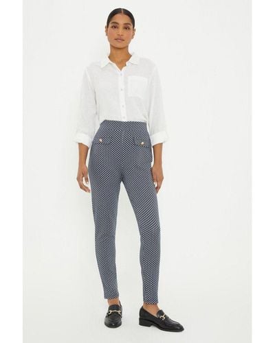 Dorothy Perkins Jacquard Pull On Trouser With Button Pocket - Blue